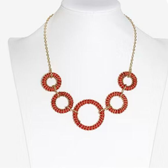 Bijoux Red & Gold-Tone Cable Necklace NWT - Picture 1 of 4